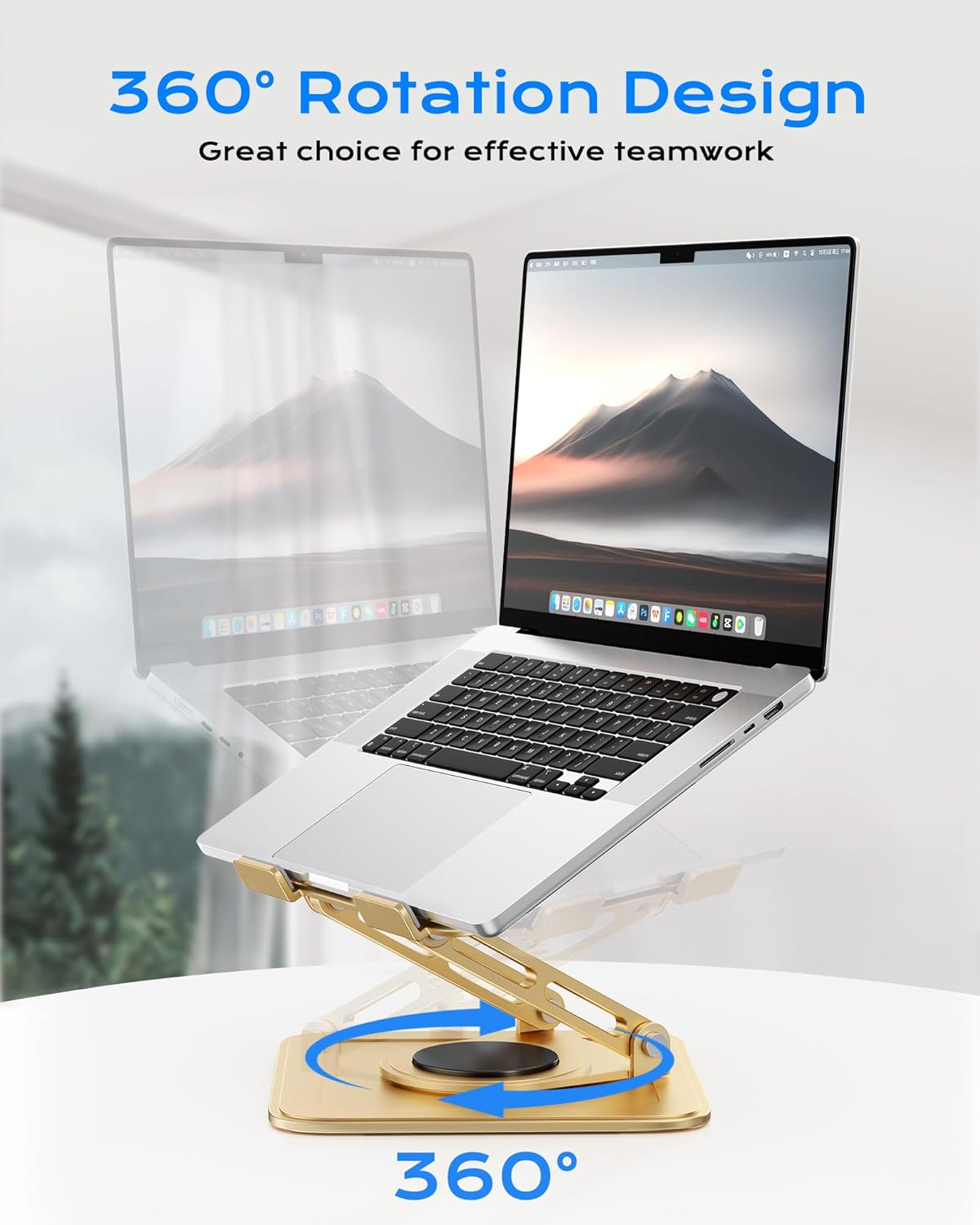 Adjustable Laptop Stand, Computer Stand with 360 Rotating Base