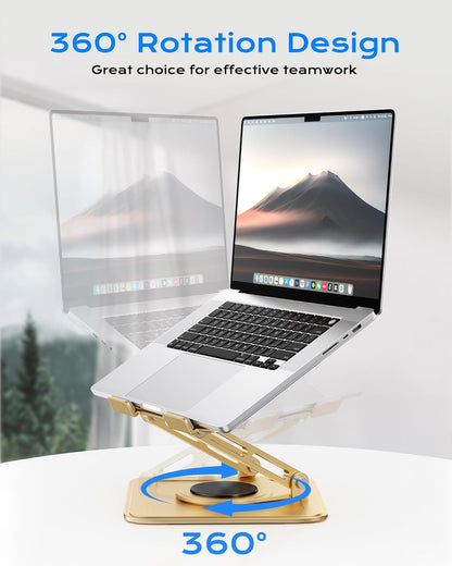 Adjustable Laptop Stand, Computer Stand with 360 Rotating Base