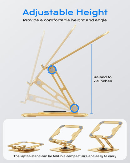 Adjustable Laptop Stand, Computer Stand with 360 Rotating Base
