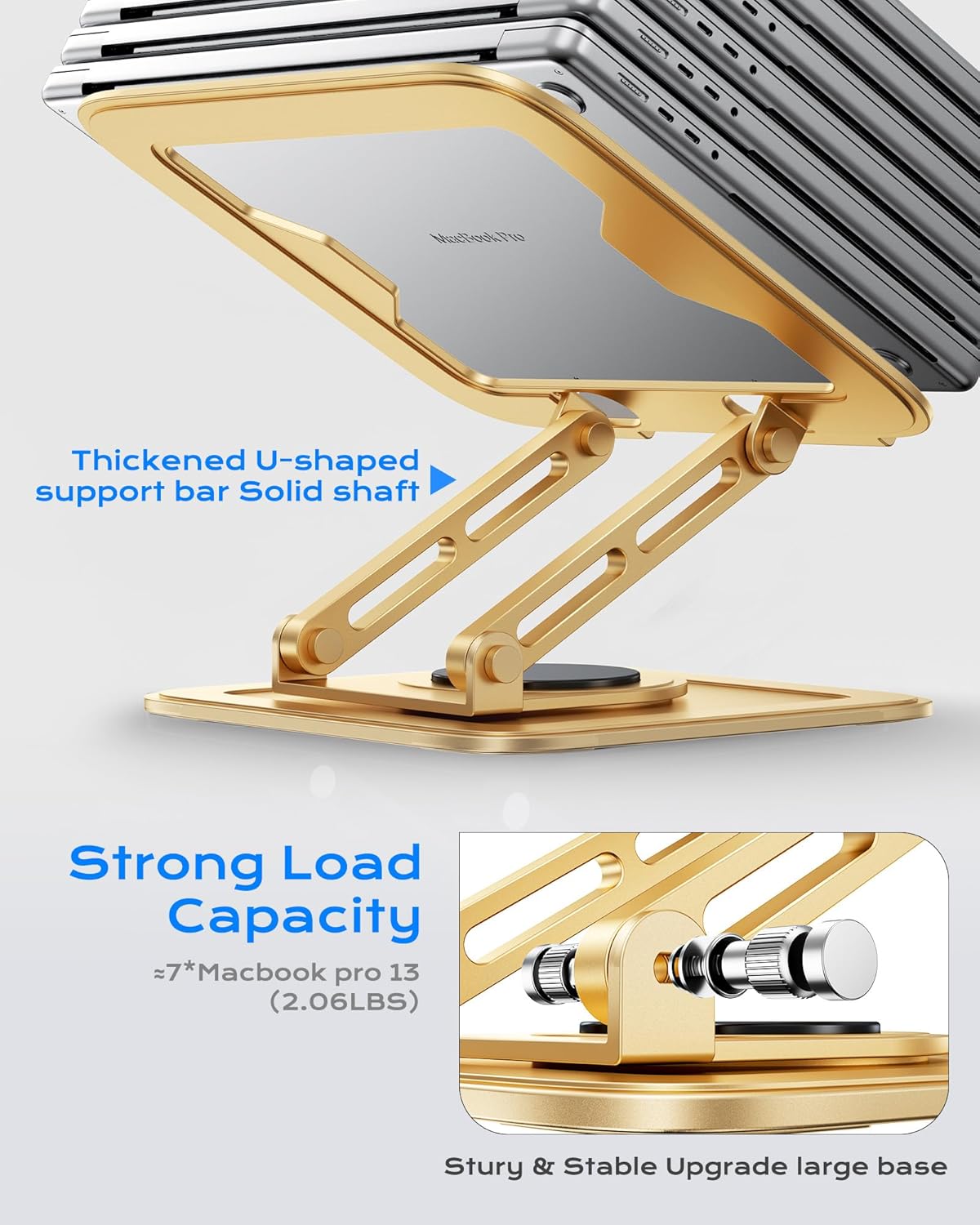 Adjustable Laptop Stand, Computer Stand with 360 Rotating Base