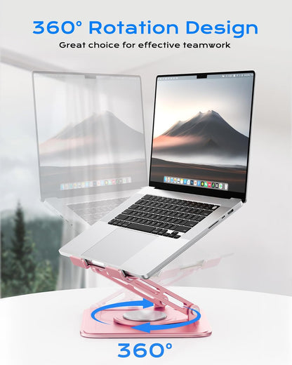 Adjustable Laptop Stand, Computer Stand with 360 Rotating Base