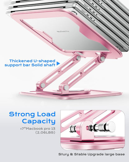 Adjustable Laptop Stand, Computer Stand with 360 Rotating Base