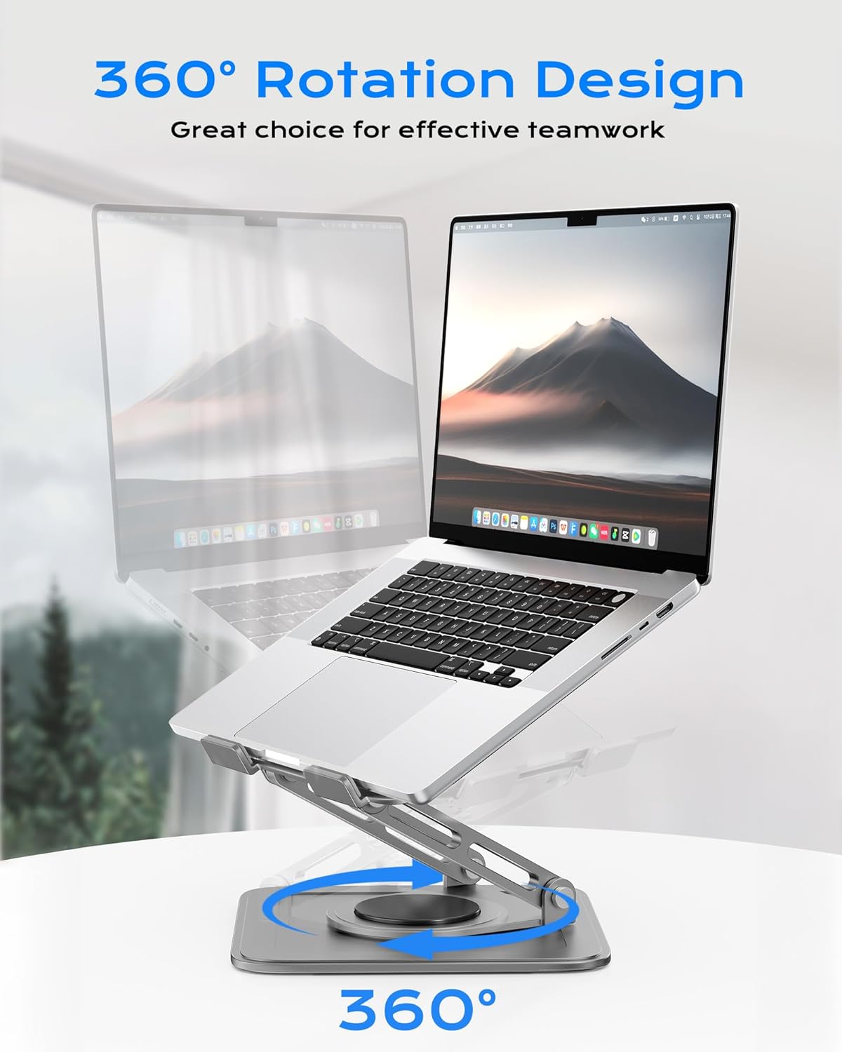 Adjustable Laptop Stand, Computer Stand with 360 Rotating Base