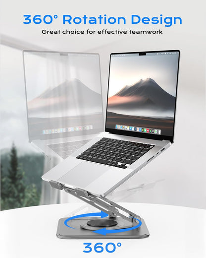 Adjustable Laptop Stand, Computer Stand with 360 Rotating Base