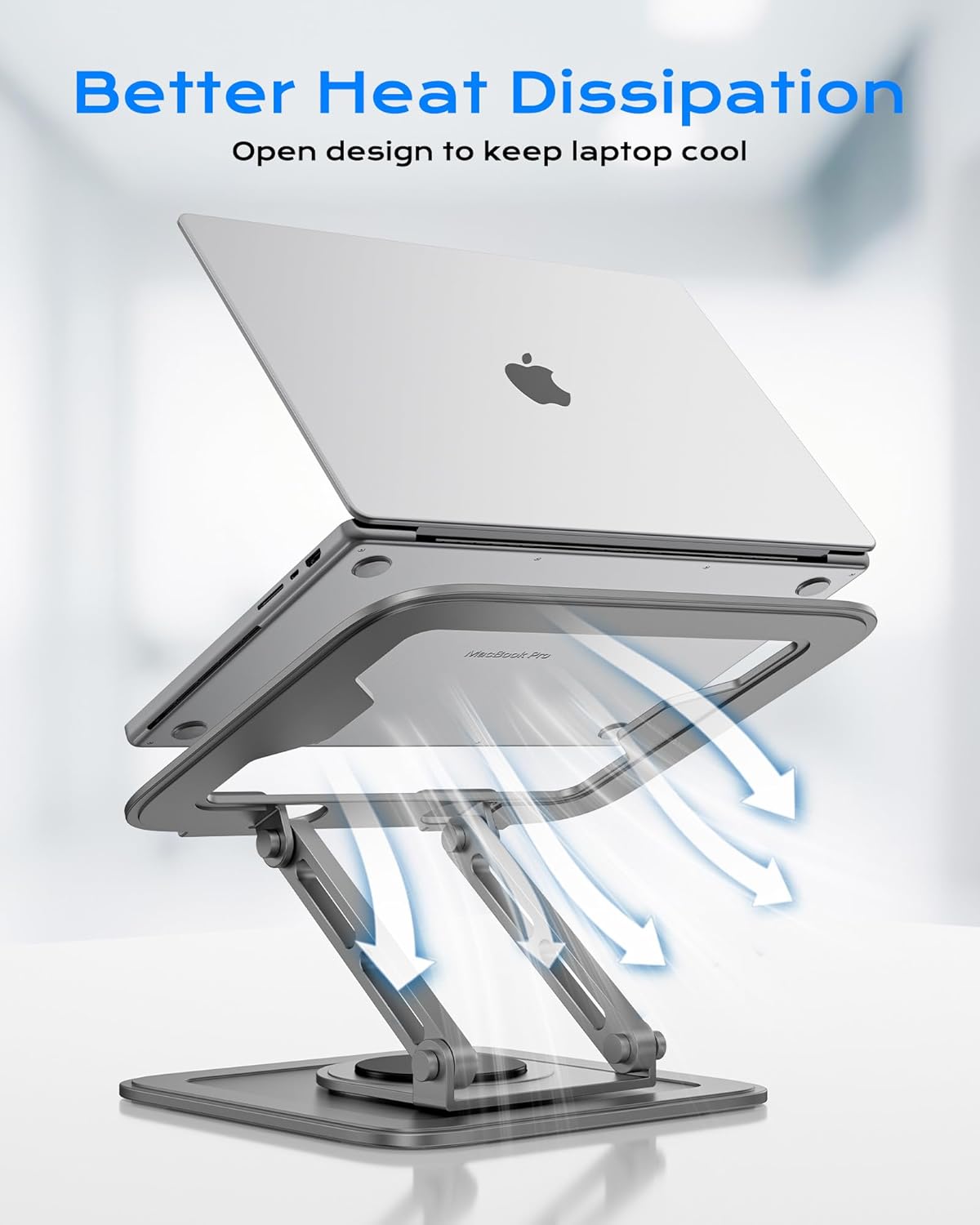 Adjustable Laptop Stand, Computer Stand with 360 Rotating Base