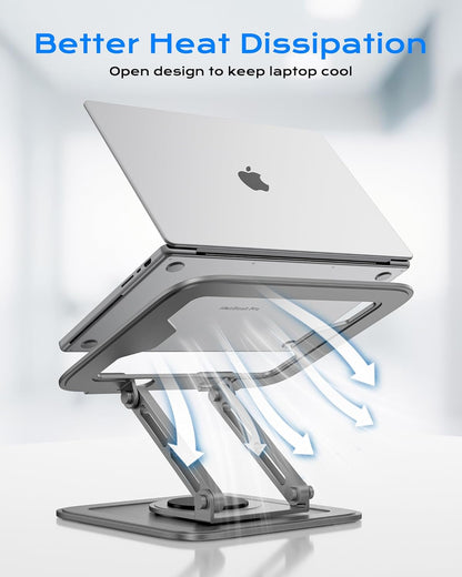 Adjustable Laptop Stand, Computer Stand with 360 Rotating Base