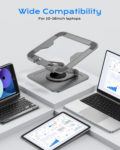 Adjustable Laptop Stand, Computer Stand with 360 Rotating Base