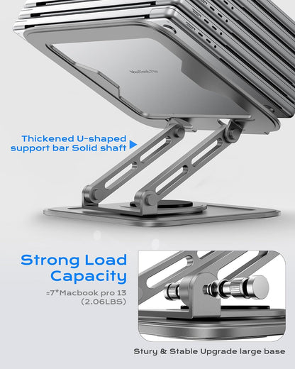 Adjustable Laptop Stand, Computer Stand with 360 Rotating Base