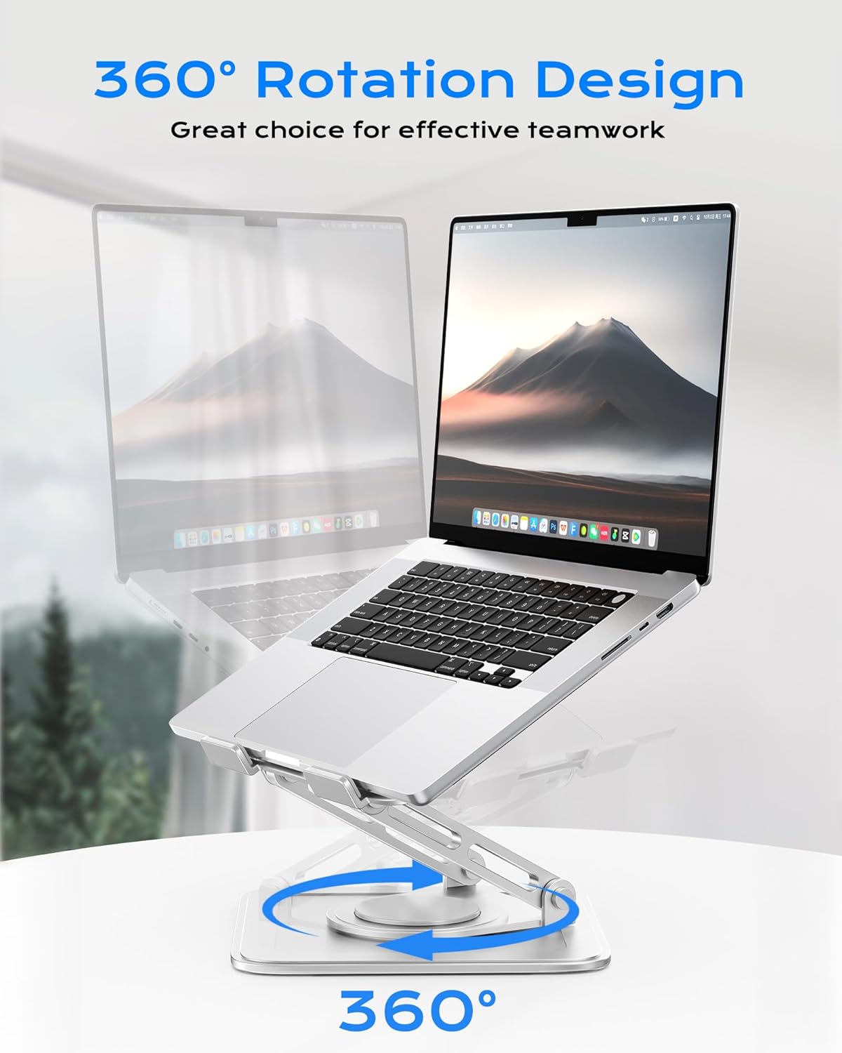 Adjustable Laptop Stand, Computer Stand with 360 Rotating Base