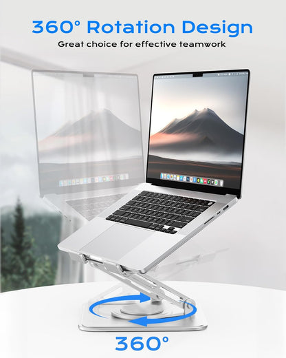 Adjustable Laptop Stand, Computer Stand with 360 Rotating Base