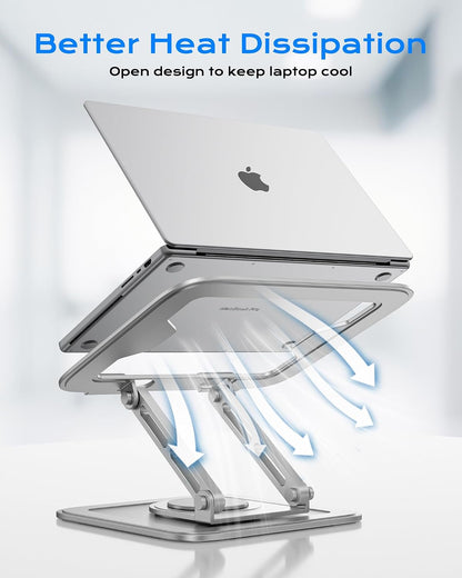 Adjustable Laptop Stand, Computer Stand with 360 Rotating Base