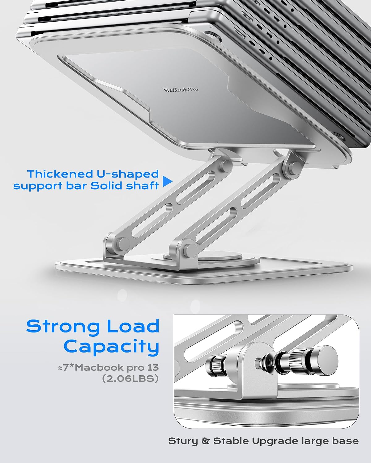 Adjustable Laptop Stand, Computer Stand with 360 Rotating Base