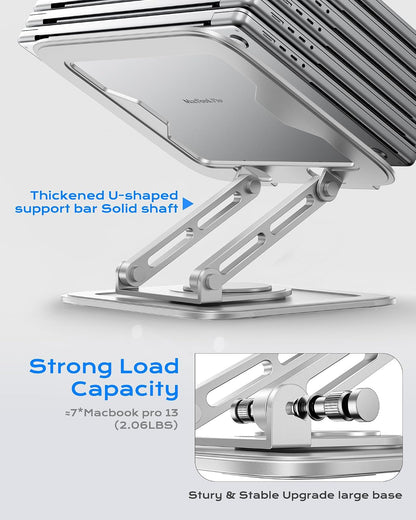 Adjustable Laptop Stand, Computer Stand with 360 Rotating Base
