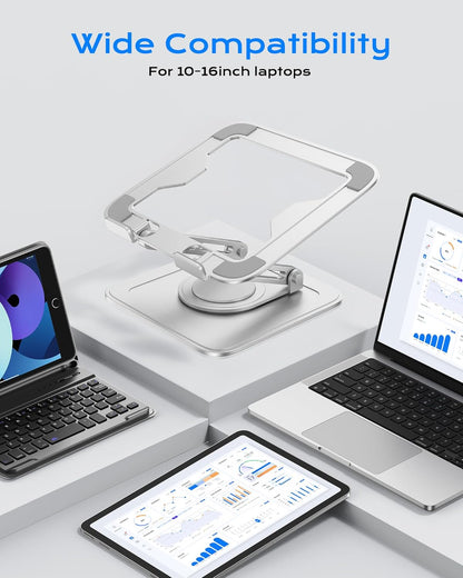 Adjustable Laptop Stand, Computer Stand with 360 Rotating Base