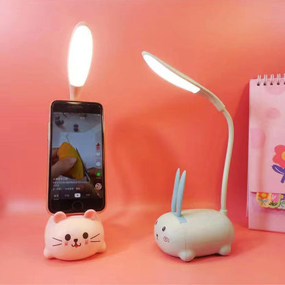 LED Desk Lamp for Kids,Mini Cat Night Light,Cute Cat Foldable USB Rechargeable Reading Light Bedroom Children's Bedside Study (White)