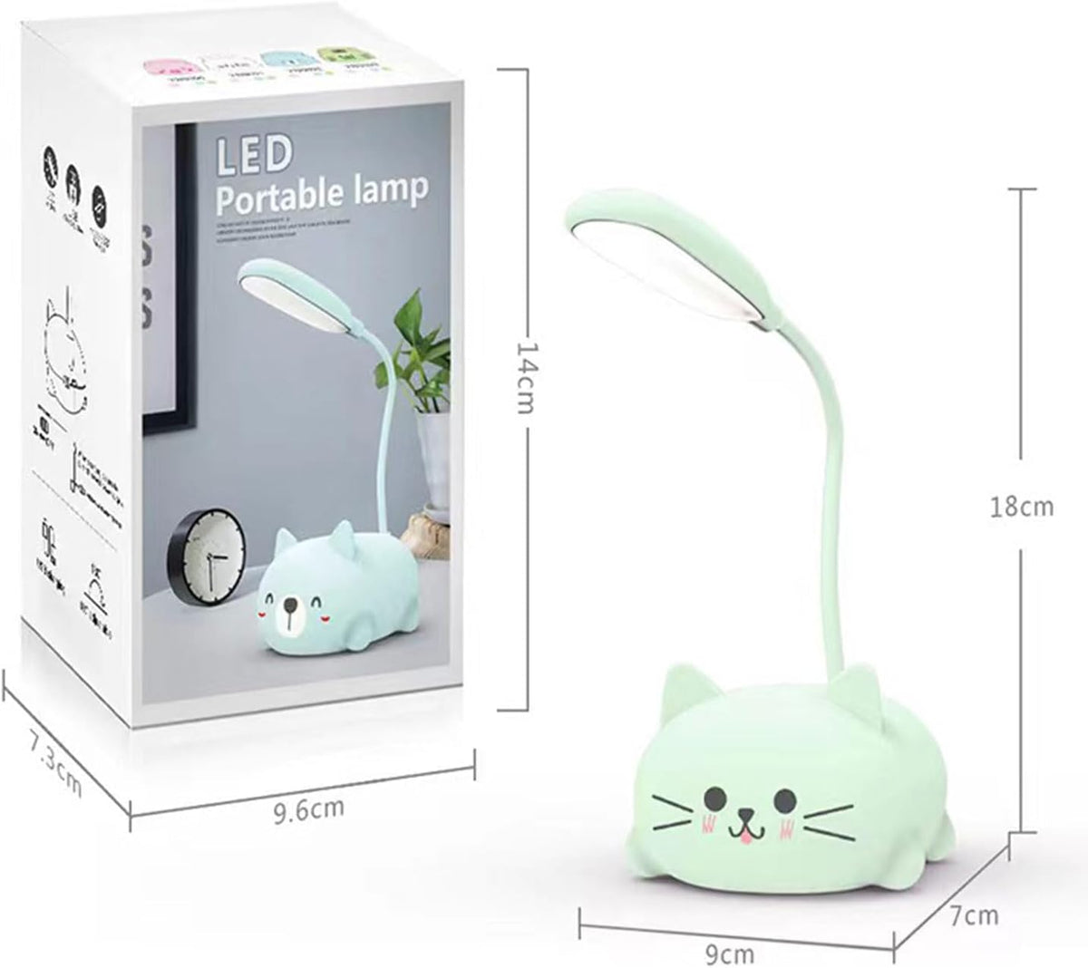 LED Desk Lamp for Kids,Mini Cat Night Light,Cute Cat Foldable USB Rechargeable Reading Light Bedroom Children's Bedside Study (White)