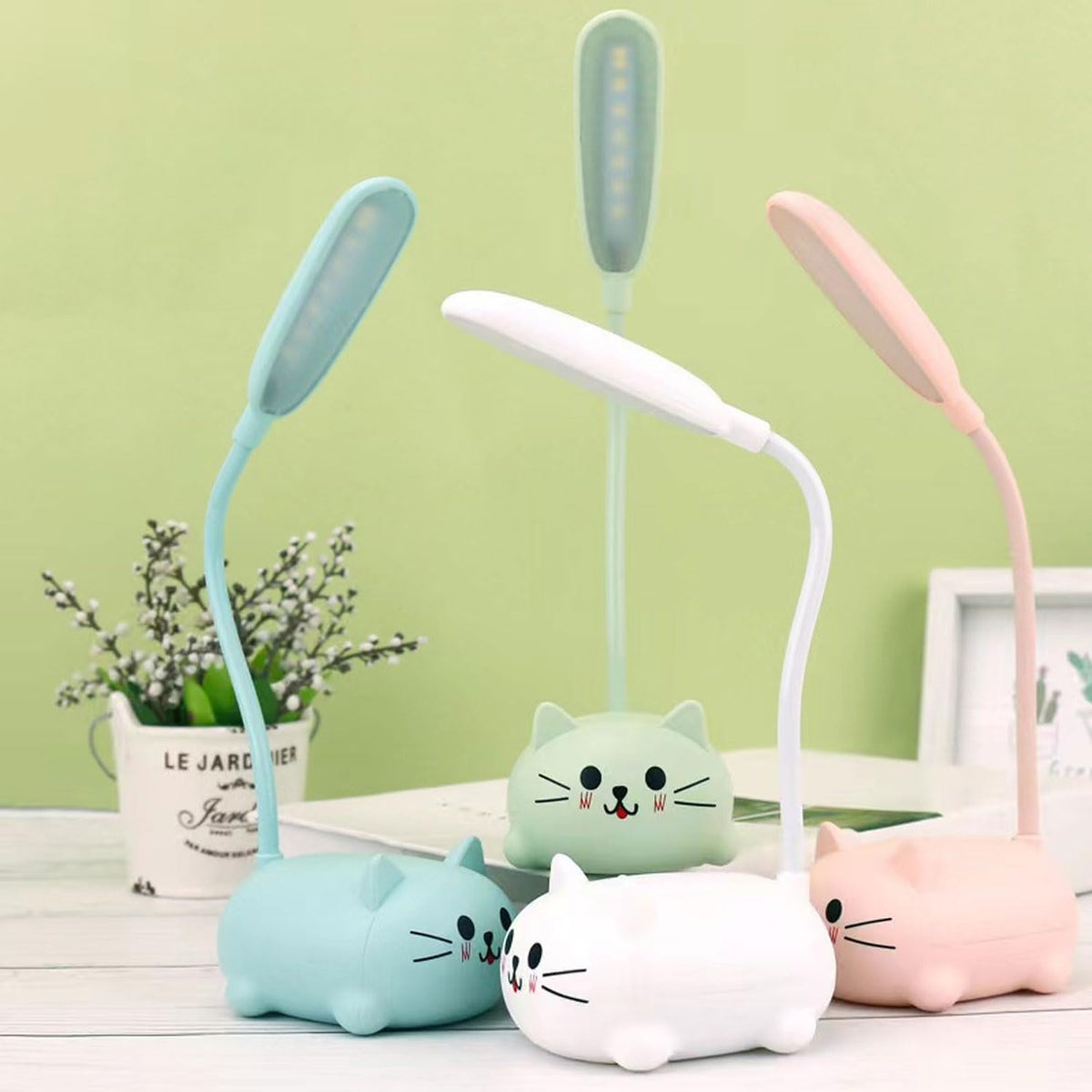 LED Desk Lamp for Kids,Mini Cat Night Light,Cute Cat Foldable USB Rechargeable Reading Light Bedroom Children's Bedside Study (White)