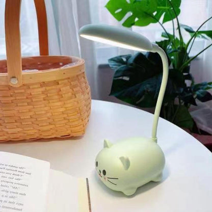 LED Desk Lamp for Kids,Mini Cat Night Light,Cute Cat Foldable USB Rechargeable Reading Light Bedroom Children's Bedside Study (White)
