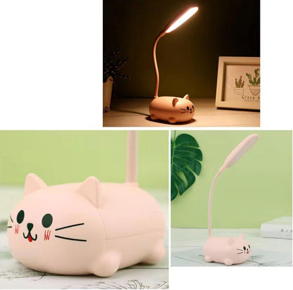 LED Desk Lamp for Kids,Mini Cat Night Light,Cute Cat Foldable USB Rechargeable Reading Light Bedroom Children's Bedside Study (White)