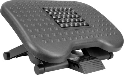 ! Ergonomic Under Desk Footrest with Massage Rollers, Adjustable Height & 30° Tilt Foot Rest Under Desk (4.25"–6.75"), Office Foot Stool with Non Slip Surface