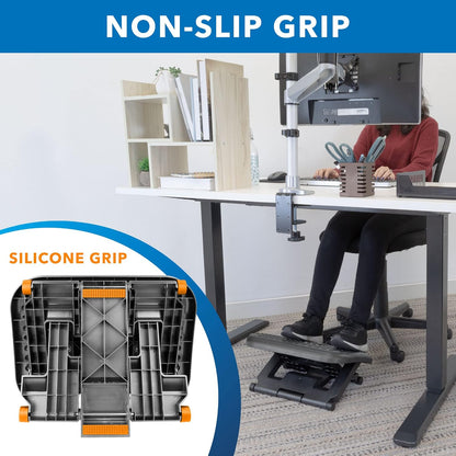 ! Ergonomic Under Desk Footrest with Massage Rollers, Adjustable Height & 30° Tilt Foot Rest Under Desk (4.25"–6.75"), Office Foot Stool with Non Slip Surface