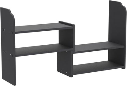 Adjustable Desktop Shelf Organizer, 3-Tier Desk Shelf, White Pattern