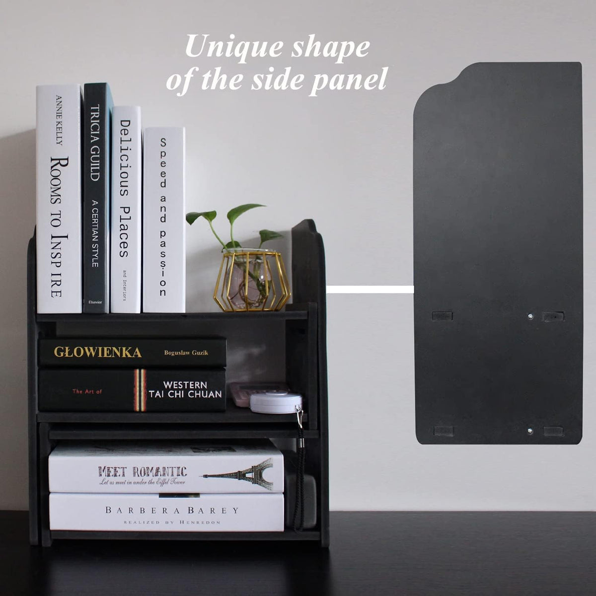 Adjustable Desktop Shelf Organizer, 3-Tier Desk Shelf, White Pattern