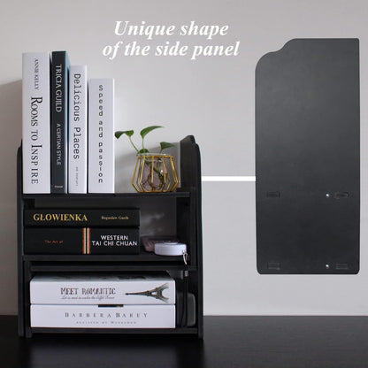 Adjustable Desktop Shelf Organizer, 3-Tier Desk Shelf, White Pattern