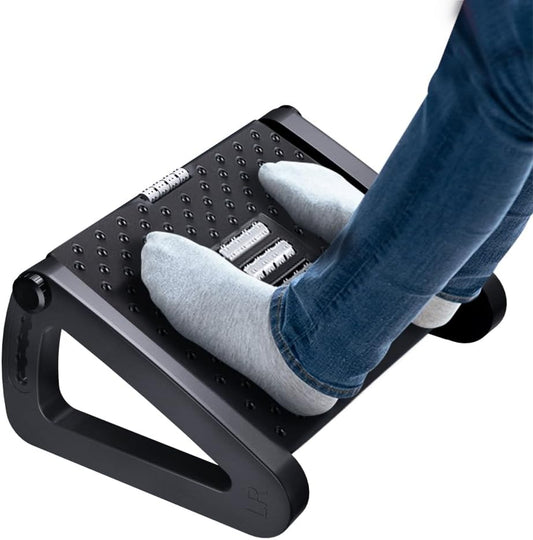 Foot Rest for Under Desk at Work, Six Heights Adjustable Foot Stool