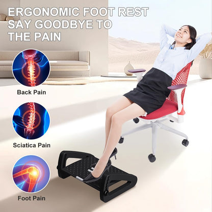 Foot Rest for Under Desk at Work, Six Heights Adjustable Foot Stool