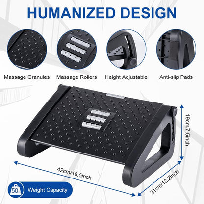 Foot Rest for Under Desk at Work, Six Heights Adjustable Foot Stool