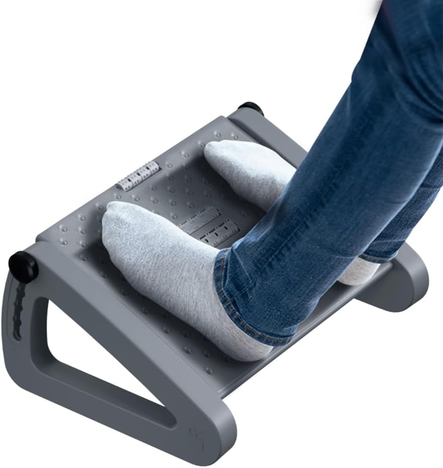 Foot Rest for Under Desk at Work, Six Heights Adjustable Foot Stool