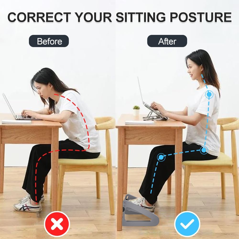 Foot Rest for Under Desk at Work, Six Heights Adjustable Foot Stool
