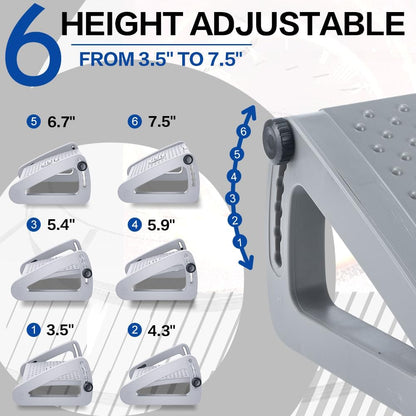 Foot Rest for Under Desk at Work, Six Heights Adjustable Foot Stool