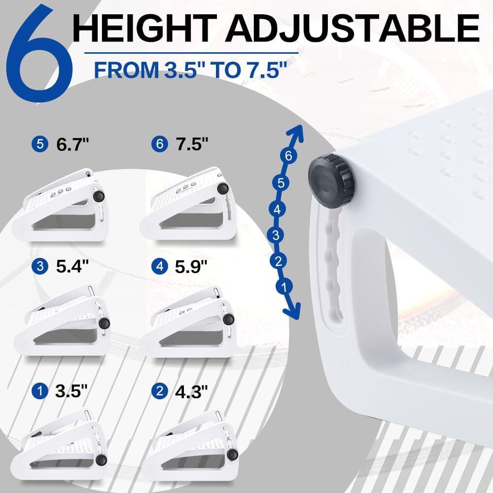 Foot Rest for Under Desk at Work, Six Heights Adjustable Foot Stool