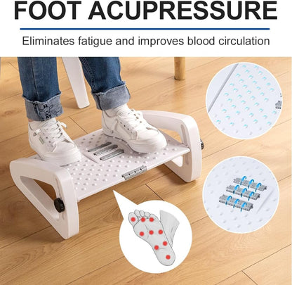 Foot Rest for Under Desk at Work, Six Heights Adjustable Foot Stool
