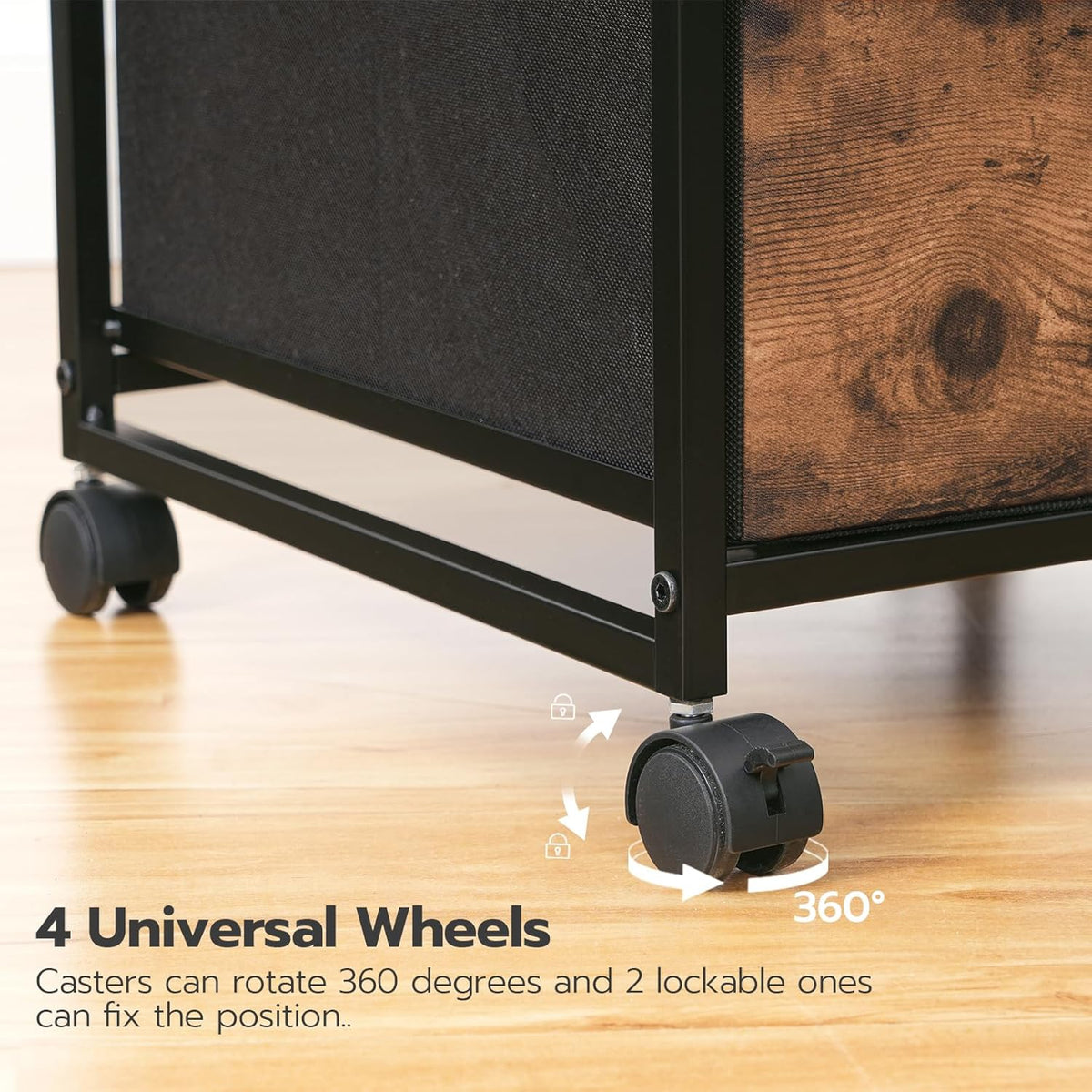 3-Drawer Mobile File Cabinet, Vertical Filing Cabinet, Under Desk Storage Drawers for Home Office, Rolling Printer Stand, A4/Letter-Sized, Nonwovens Drawer, Rustic Brown and Black BFK30WJ01