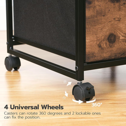 3-Drawer Mobile File Cabinet, Vertical Filing Cabinet, Under Desk Storage Drawers for Home Office, Rolling Printer Stand, A4/Letter-Sized, Nonwovens Drawer, Rustic Brown and Black BFK30WJ01
