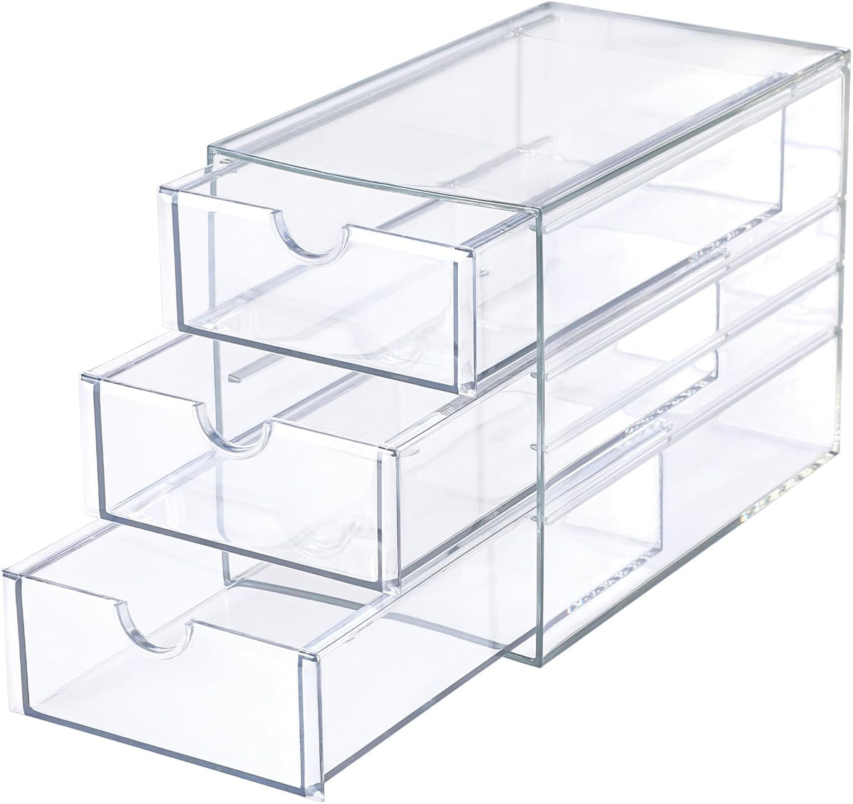 3 Drawers Acrylic Drawer Organizer 3-Tier Clear Desktop Organizer