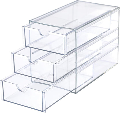 3 Drawers Acrylic Drawer Organizer 3-Tier Clear Desktop Organizer
