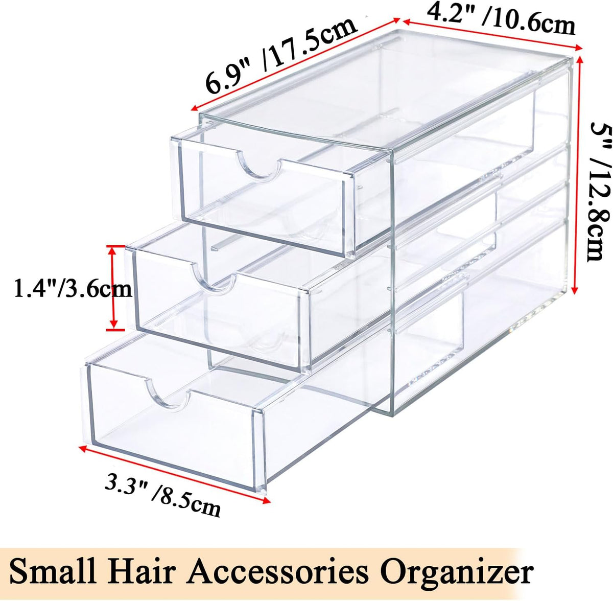 3 Drawers Acrylic Drawer Organizer 3-Tier Clear Desktop Organizer