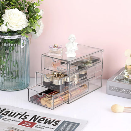 3 Drawers Acrylic Drawer Organizer 3-Tier Clear Desktop Organizer