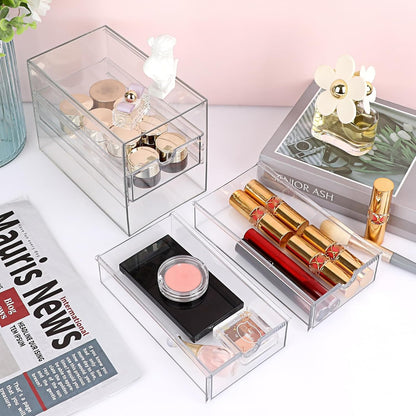 3 Drawers Acrylic Drawer Organizer 3-Tier Clear Desktop Organizer
