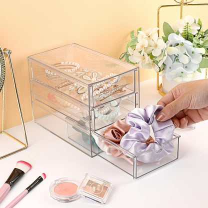 3 Drawers Acrylic Drawer Organizer 3-Tier Clear Desktop Organizer