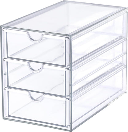 3 Drawers Acrylic Drawer Organizer 3-Tier Clear Desktop Organizer