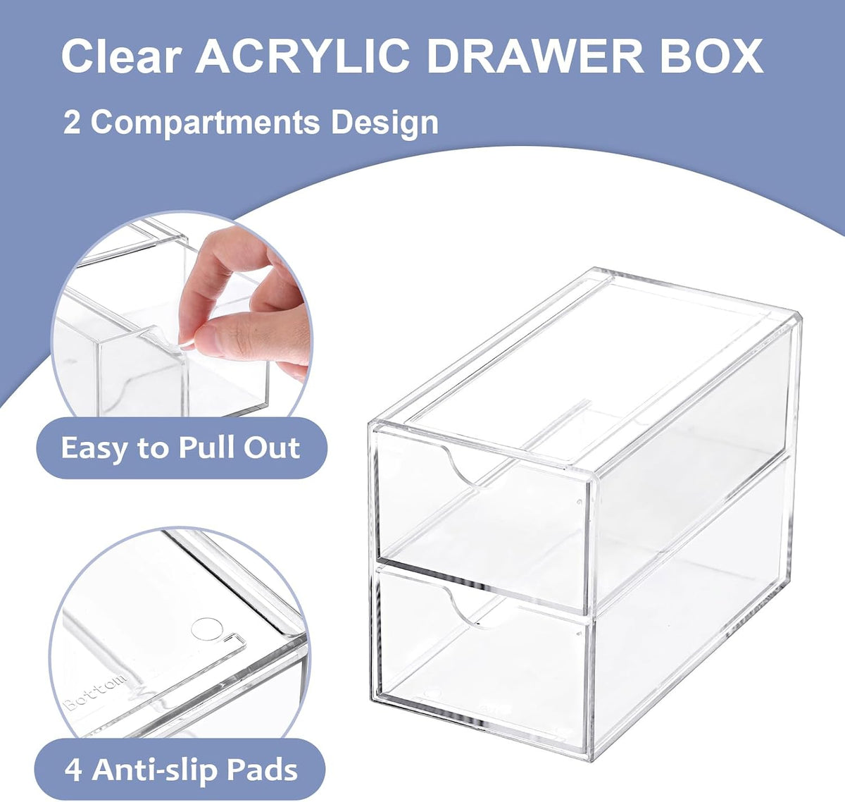 3 Drawers Acrylic Drawer Organizer 3-Tier Clear Desktop Organizer