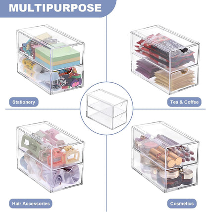 3 Drawers Acrylic Drawer Organizer 3-Tier Clear Desktop Organizer