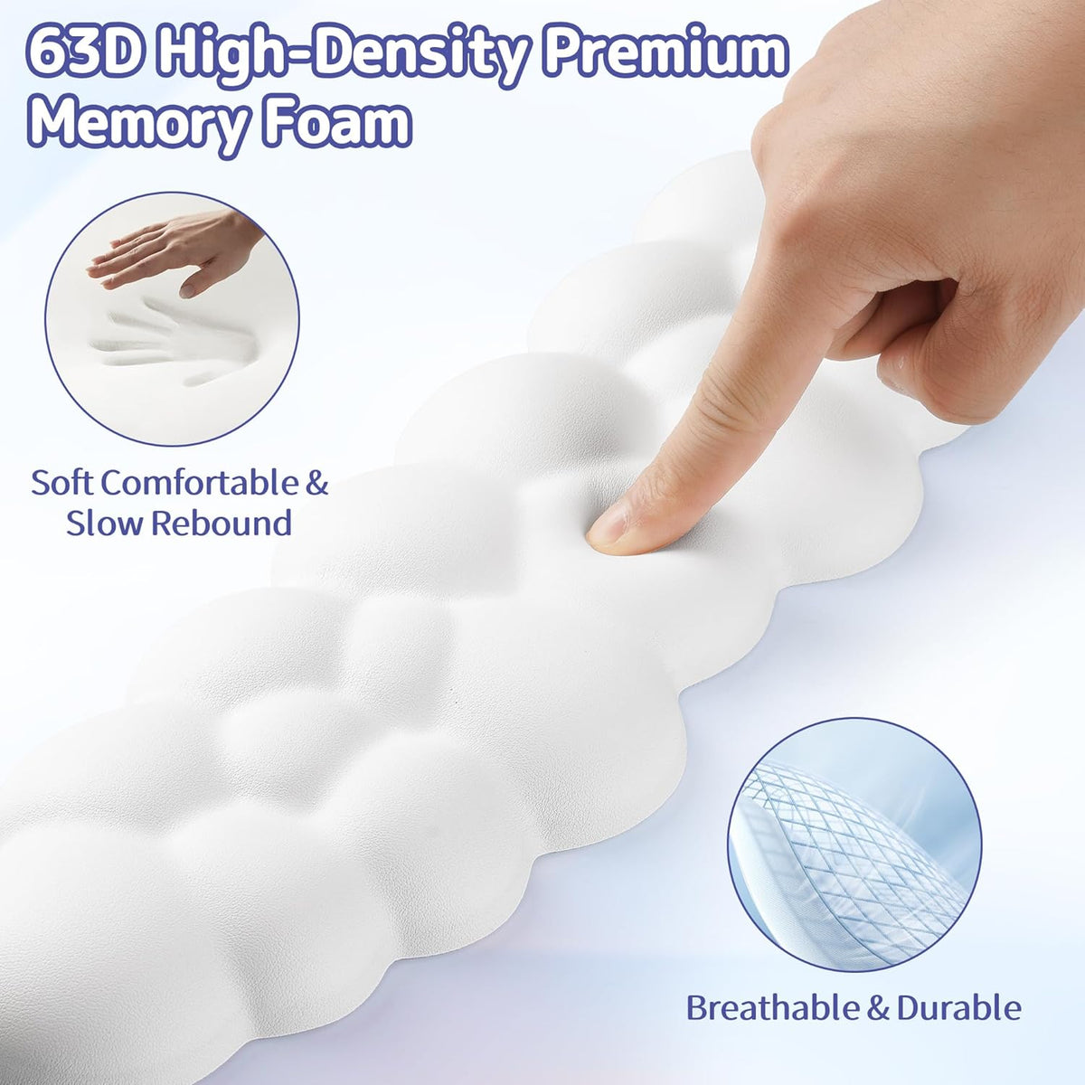 Cloud Wrist Rest Keyboard, Cloud Keyboard Wrist Pad Set with PU Leather Memory Foam, Cute Arm Rest for Palm Support, PC/Gaming Desk Accessories/Office Setup/Computer Hand Cushion - White