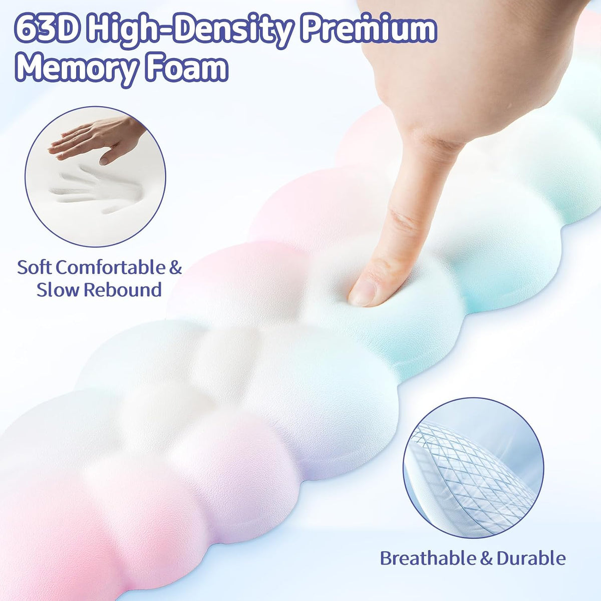 Cloud Wrist Rest Keyboard, Cloud Keyboard Wrist Pad Set with PU Leather Memory Foam, Cute Arm Rest for Palm Support, PC/Gaming Desk Accessories/Office Setup/Computer Hand Cushion - White