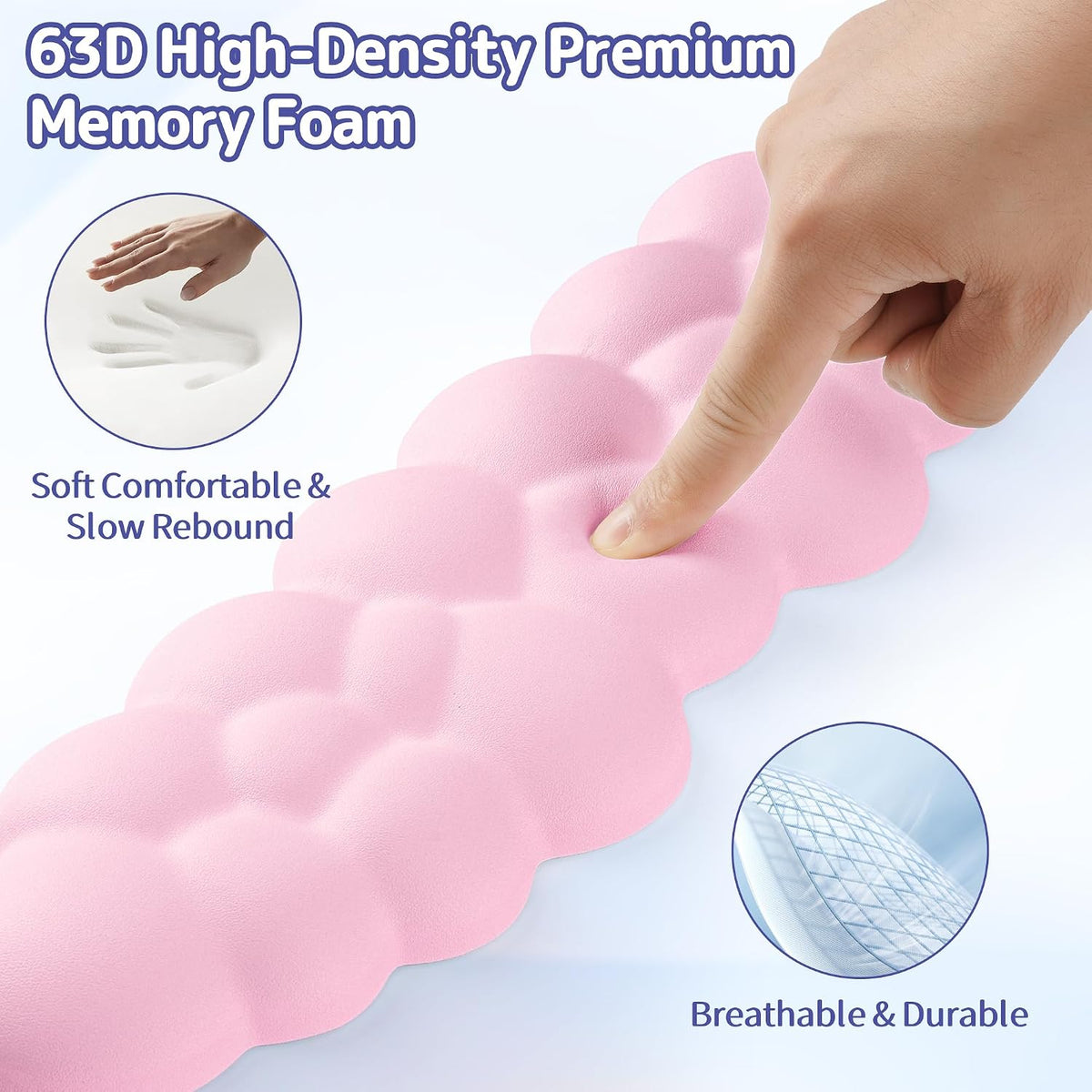 Cloud Wrist Rest Keyboard, Cloud Keyboard Wrist Pad Set with PU Leather Memory Foam, Cute Arm Rest for Palm Support, PC/Gaming Desk Accessories/Office Setup/Computer Hand Cushion - White